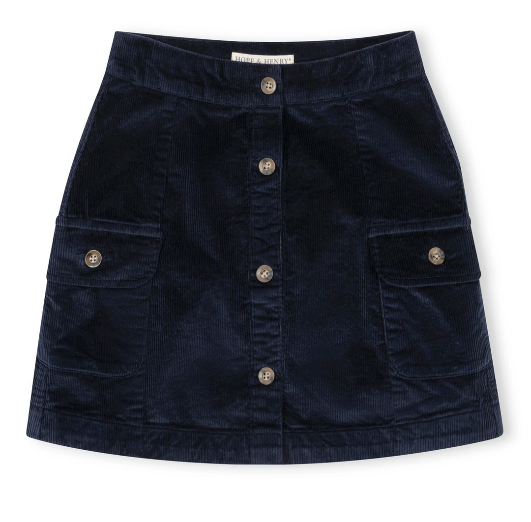 Organic Corduroy Button Front Skirt - Hope & Henry