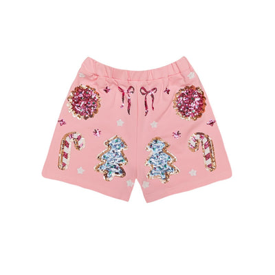Sequin Christmas Cookies Pink Short Set - Belle Cher