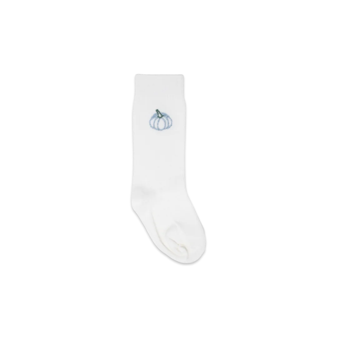 Blue Pumpkin Embroidered Socks - Lullaby Set