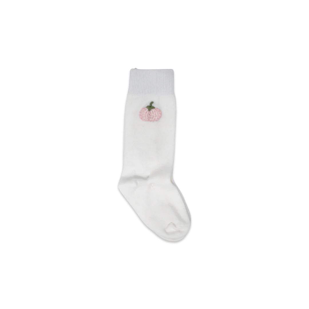 Pink Pumpkin Embroidered Socks - Lullaby Set