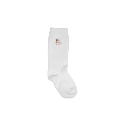 Lullaby Set White Kelsey Knee High Embroidered Jingle Bell Socks