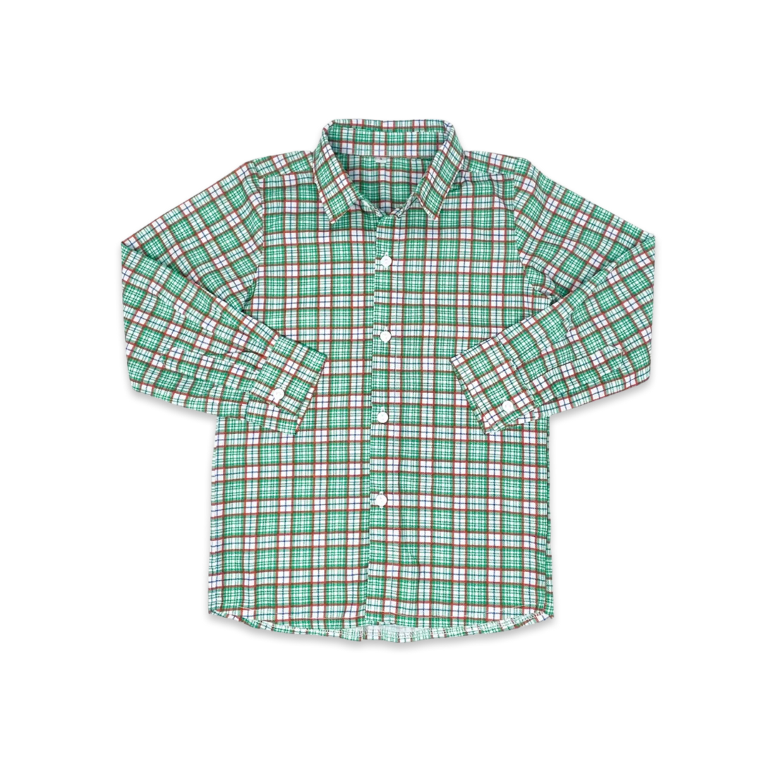 Lullaby Set Green Plaid Brees Button Down Long Sleeve Shirt