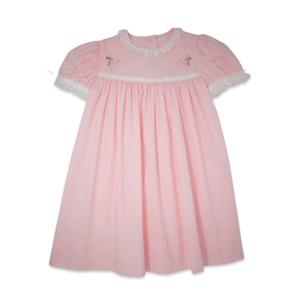 Lullaby Set Pink Embroidered Jingle Bell Tiny Town Dress