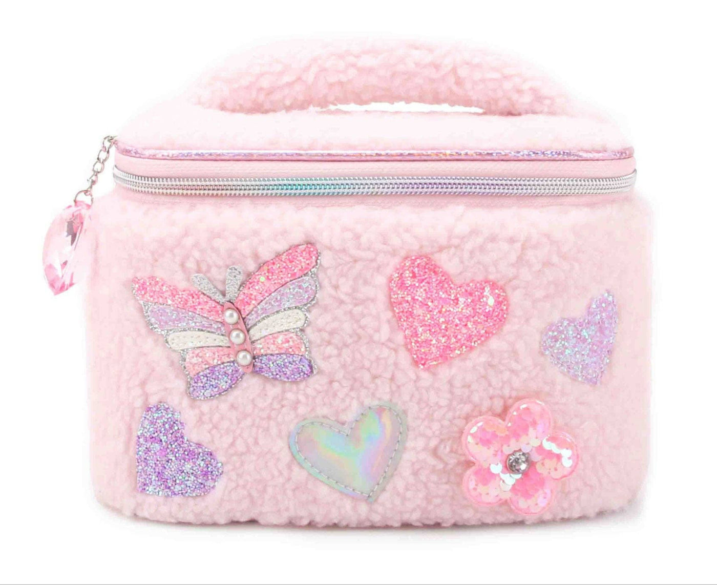 Butterfly, Heart & Daisy Patched Sherpa Glam Bag