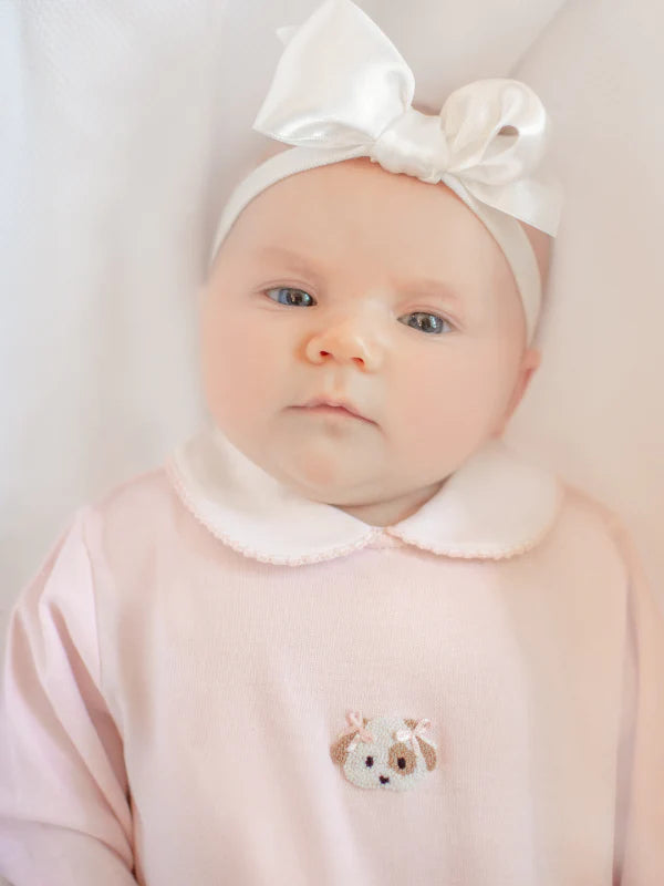 Pink Pima Cotton Puppy Gown - Milly Marie - Newborn