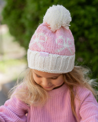 Pink Bows Knit Hat & Mittens - Bits & Bows