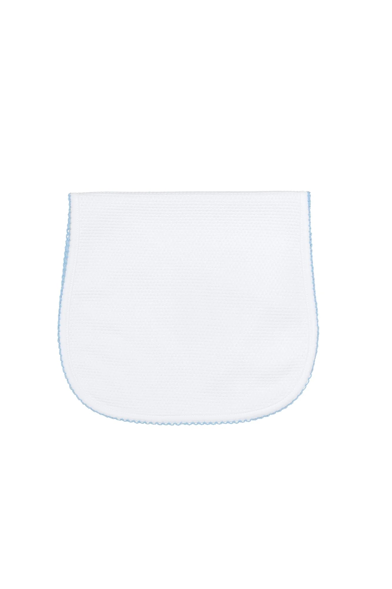 White Burp Cloths with Picot Trim - White, Pink or Blue