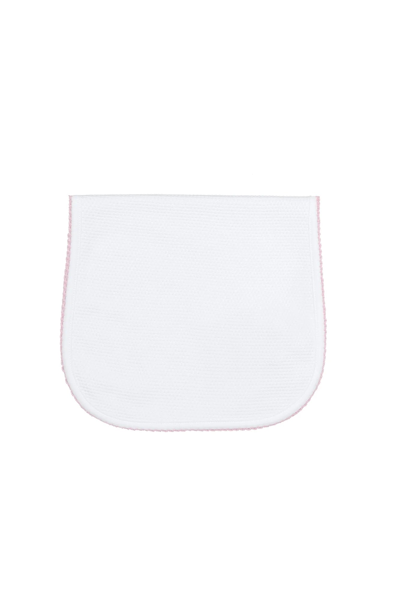 White Burp Cloths with Picot Trim - White, Pink or Blue