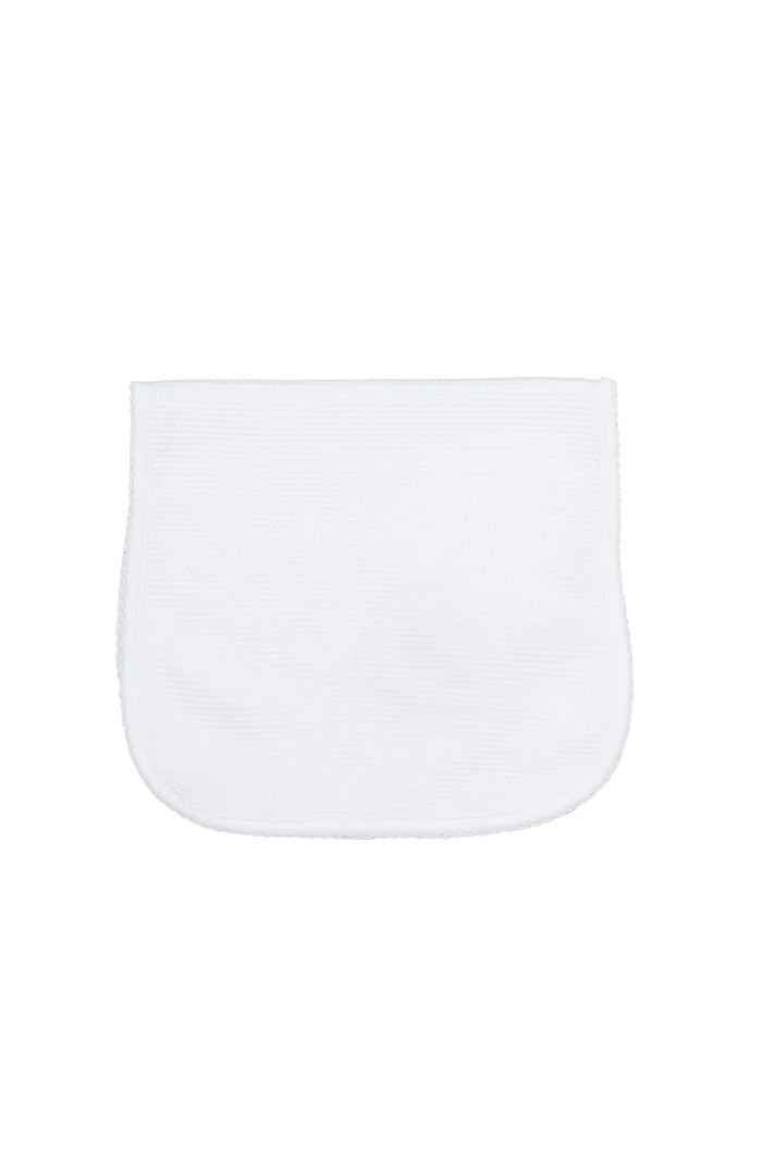 White Burp Cloths with Picot Trim - White, Pink or Blue