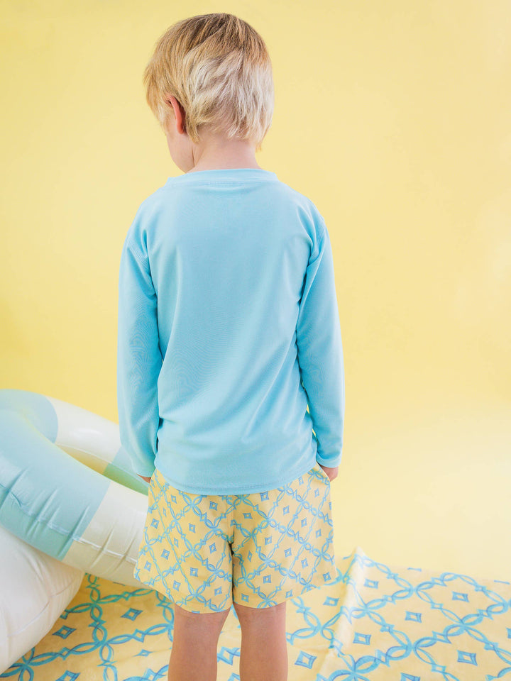 Boys Banana Coastal Charm Performance Hybrid Swim Trunks - RuffleButts