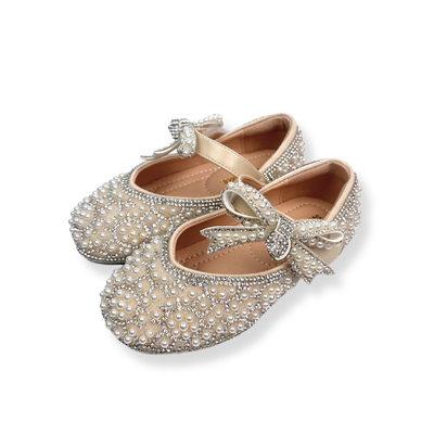 Bow Strap Jewel Pearl Pink Shoes - Doe a Dear