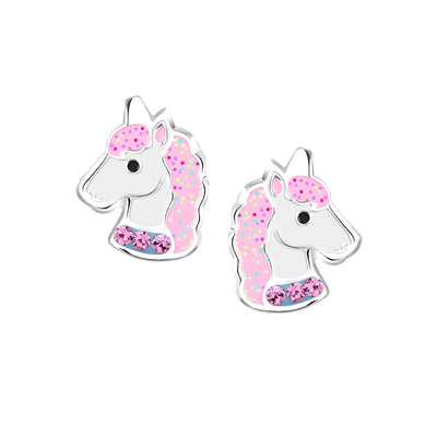 Girls Sterling Silver Unicorn Screw Back Earrings - Cherished Moments