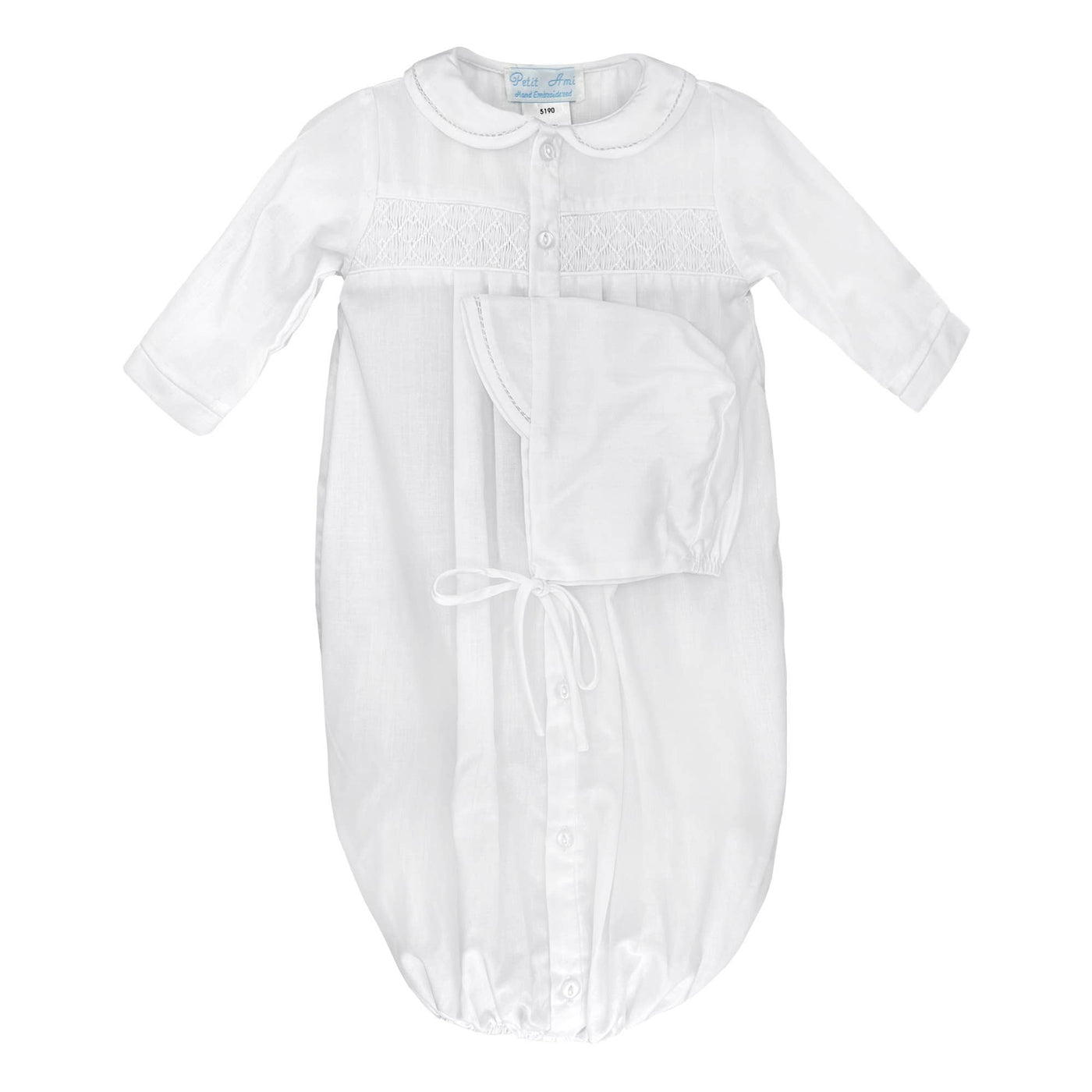 White Newborn Smocked Gown - Petit Ami