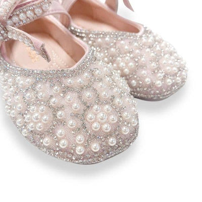 Bow Strap Jewel Pearl Pink Shoes - Doe a Dear