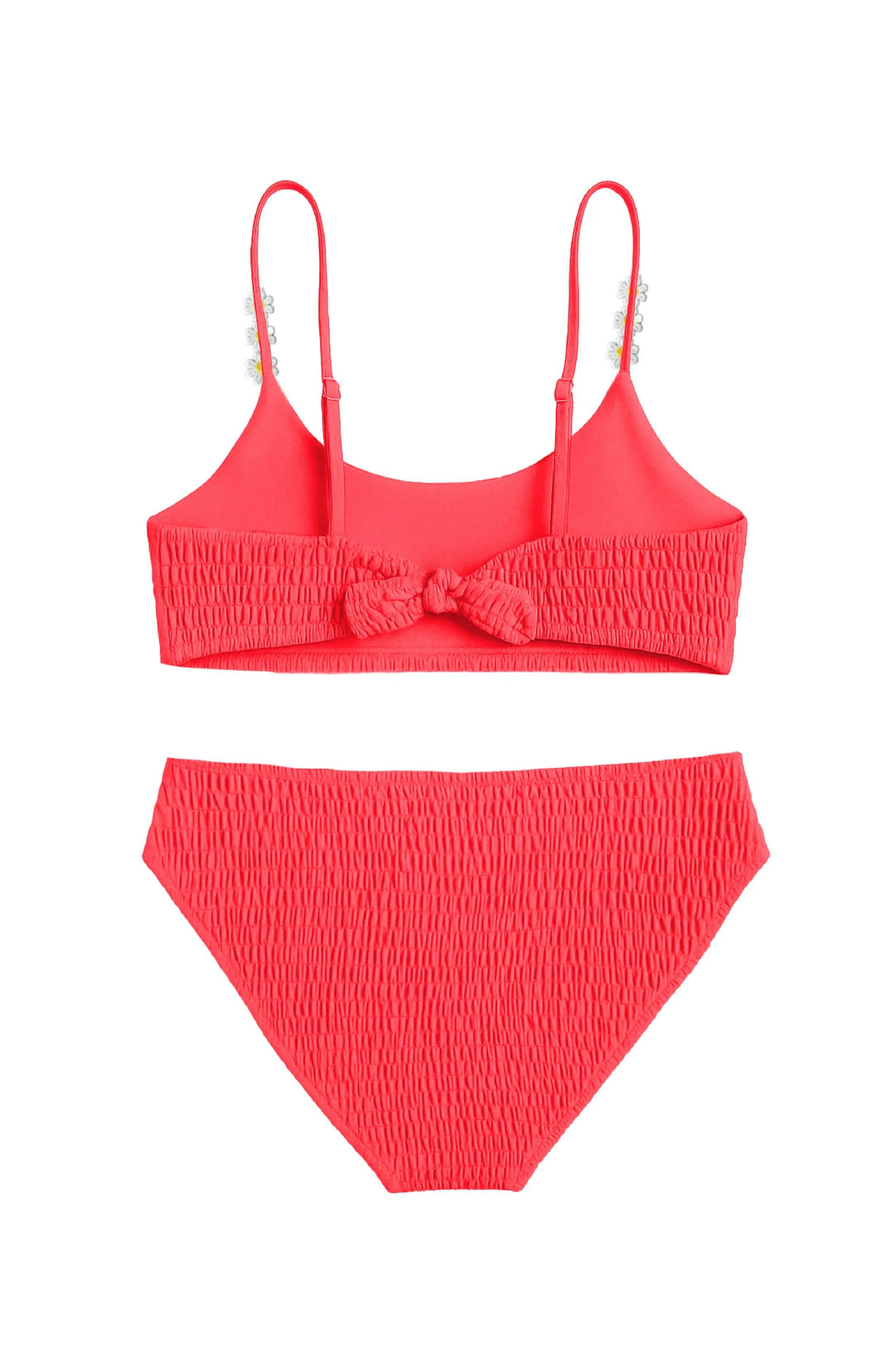 Nova Smocked Two Piece Tween Swimsuit in Coral