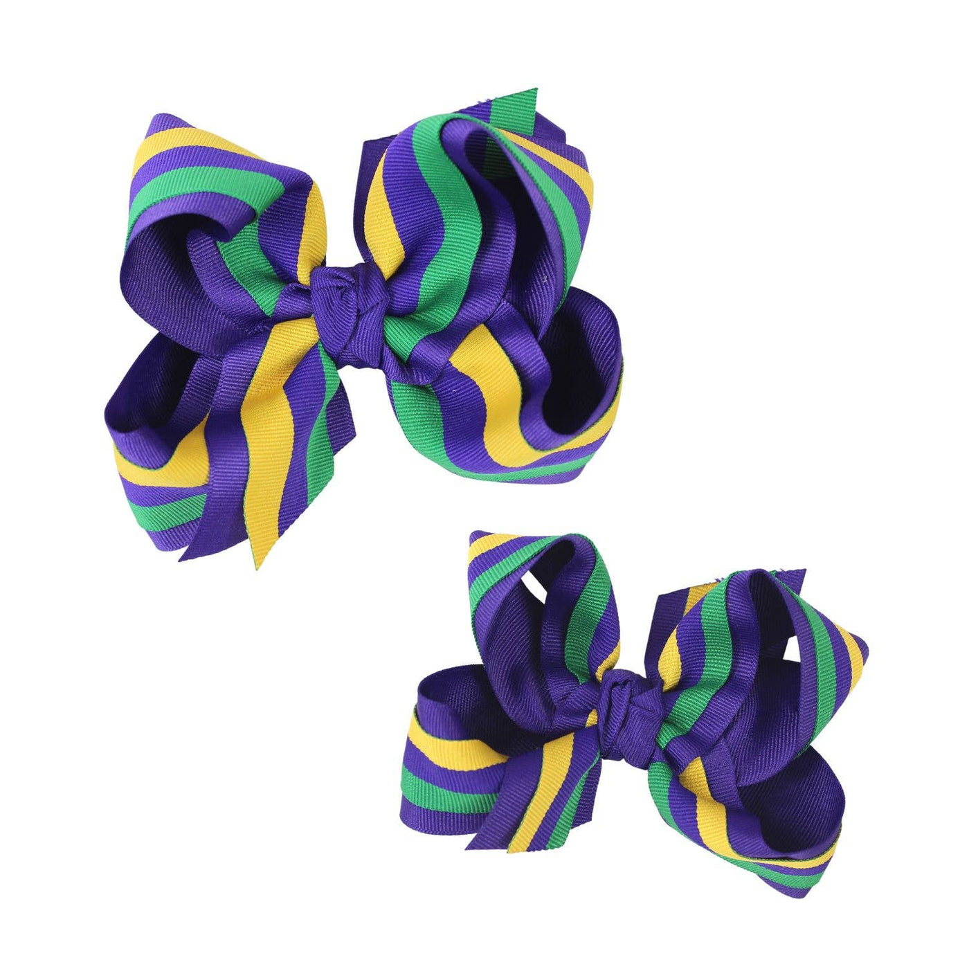 Mardi Gras Stripe Bow on Alligator Clip - Beyond Creations