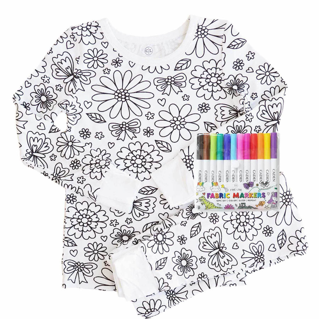 Colorable Flowers Pajama Set - Caden Lane