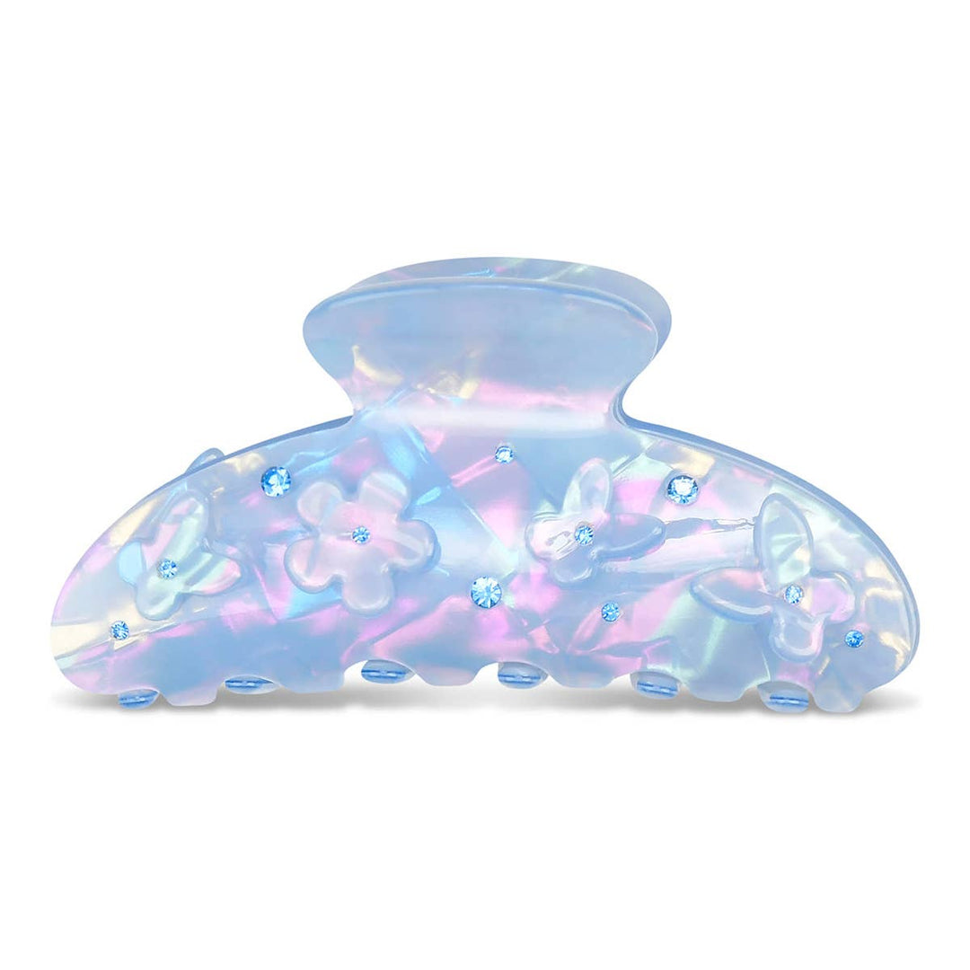 Iridescent Blue Flower Hair Clip