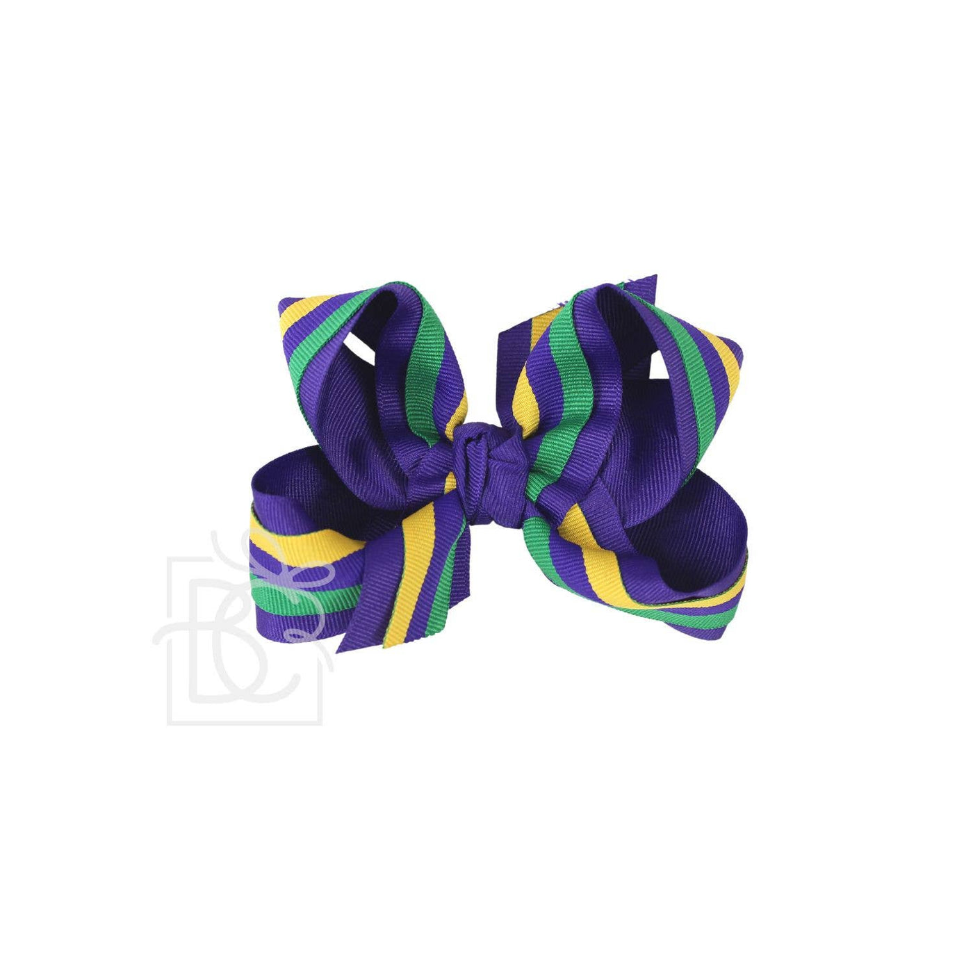 Mardi Gras Stripe Bow on Alligator Clip - Beyond Creations