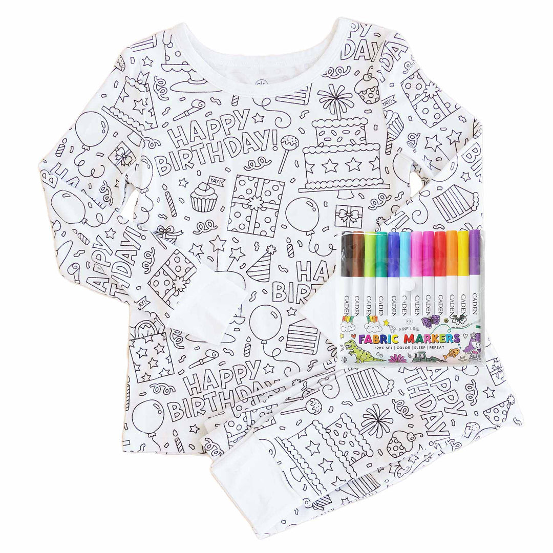 Colorable Birthday Pajama Set - Caden Lane