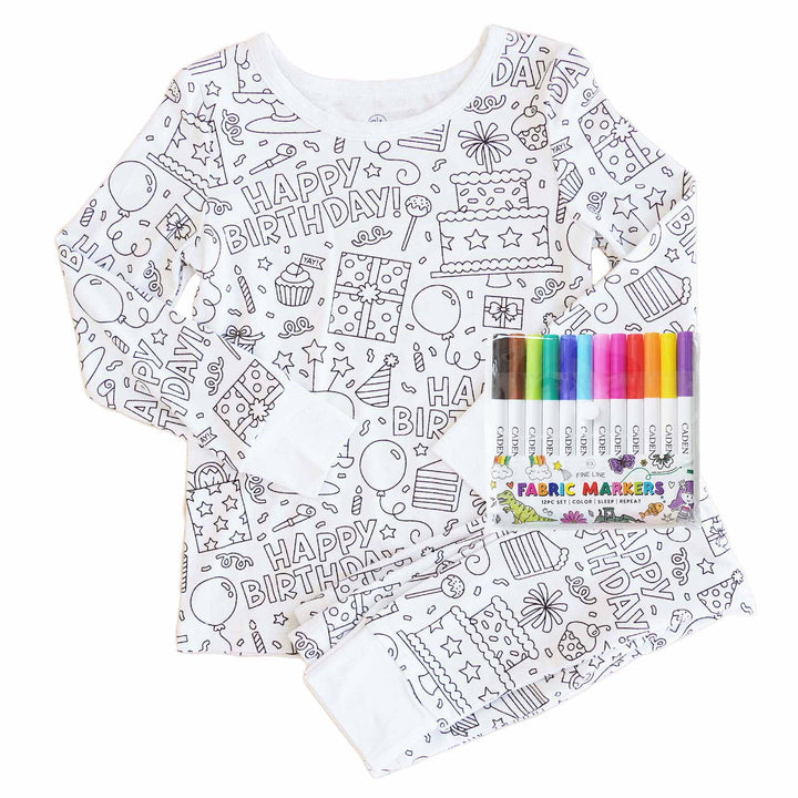 Colorable Birthday Pajama Set - Caden Lane