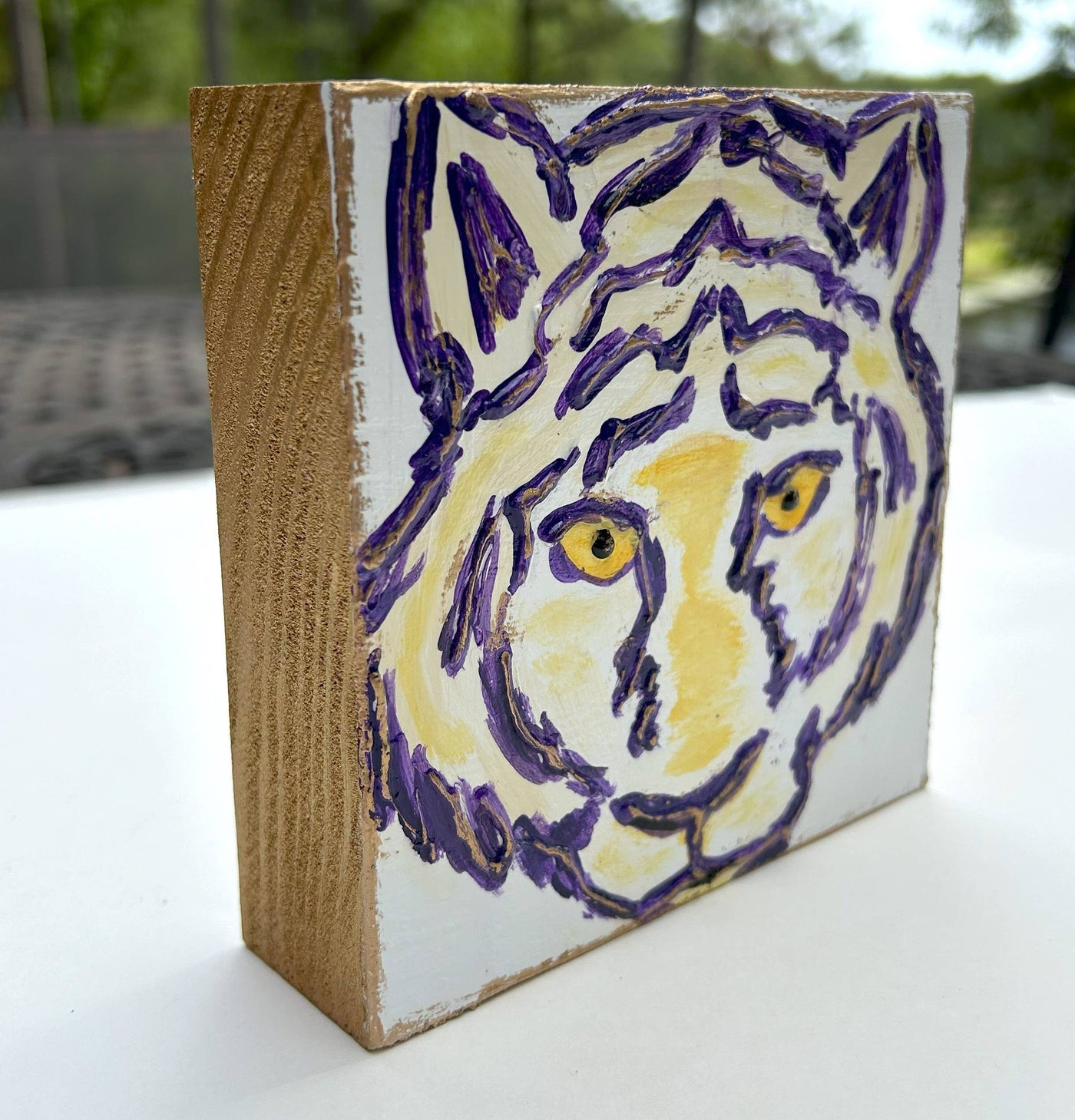 LSU Tiger Hand Painted Textured Block Canvas - Coddiwomple