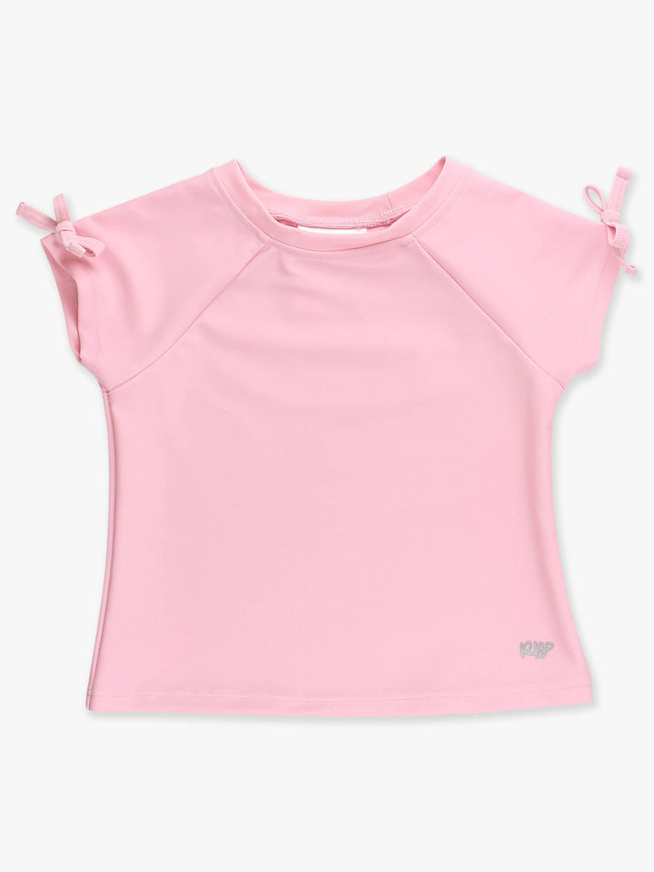Girls Pink Active Raglan Bow Shirt - RuffleButts