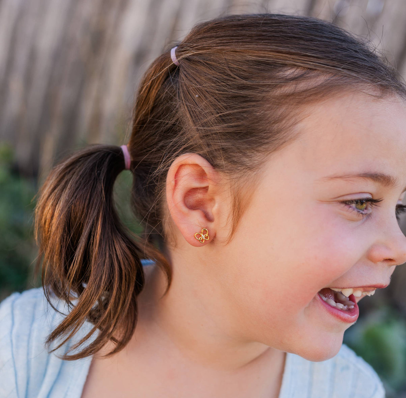 Girls 14K Gold Screw Back Butterfly Earrings - Cherished Moments