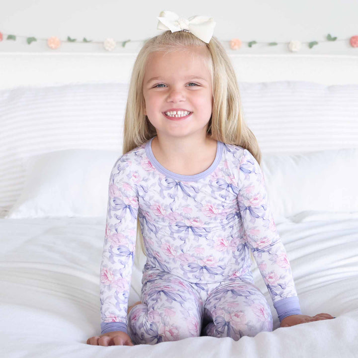 Lavender Bows & Roses Pajama Set - Caden Lane