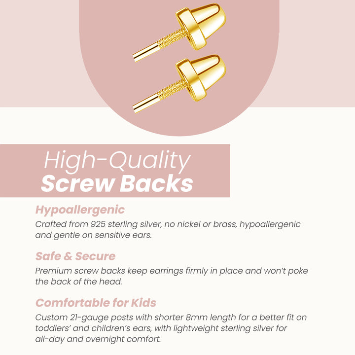 14K Gold-Plated White Pearl Earrings with Screw Backs