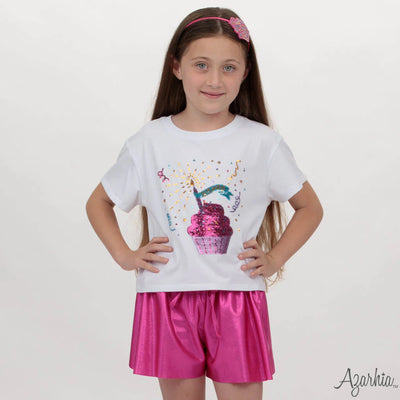 Sequin Cupcake Birthday Tee - Azarhia