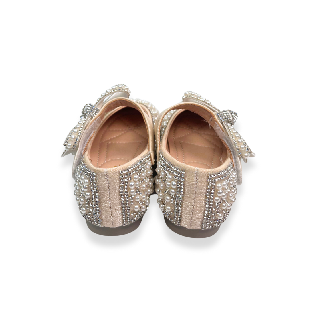 Bow Strap Jewel Pearl Pink Shoes - Doe a Dear