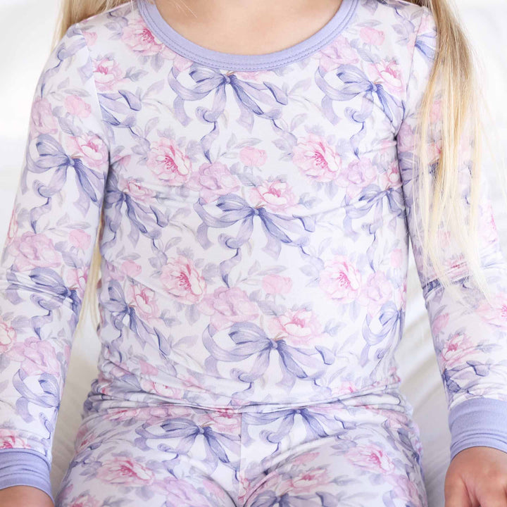 Lavender Bows & Roses Pajama Set - Caden Lane