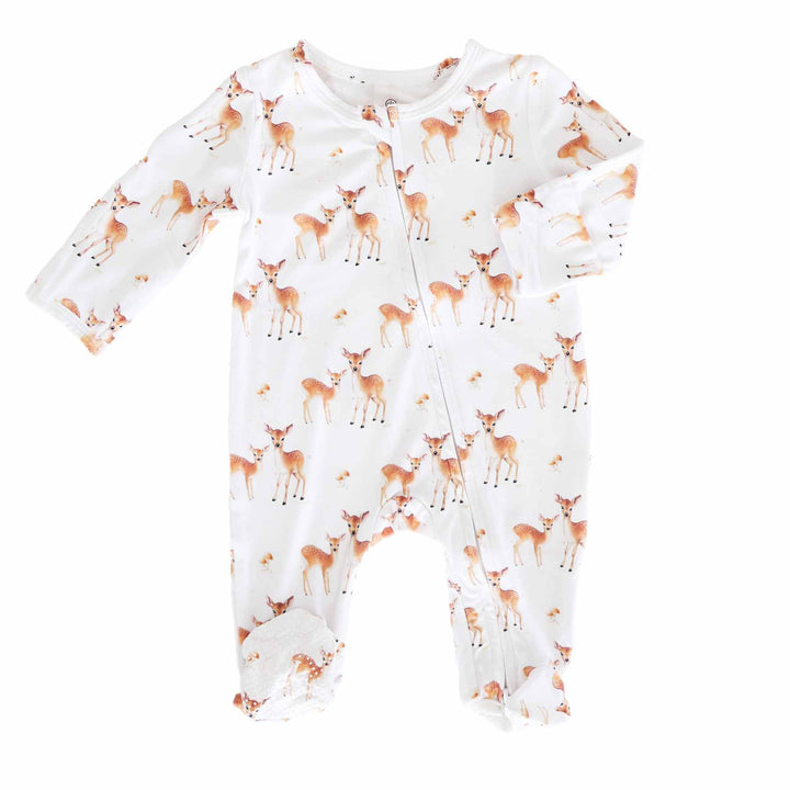 Friendly Fawns Bamboo Zipper Footie - Caden Lane