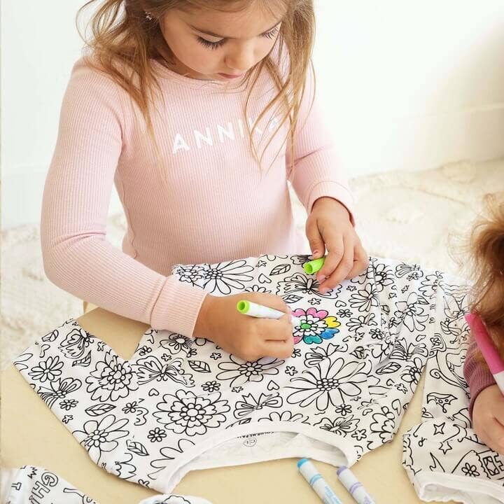 Colorable Flowers Pajama Set - Caden Lane