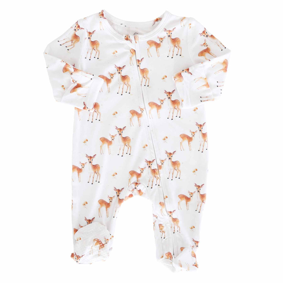 Friendly Fawns Bamboo Zipper Footie - Caden Lane