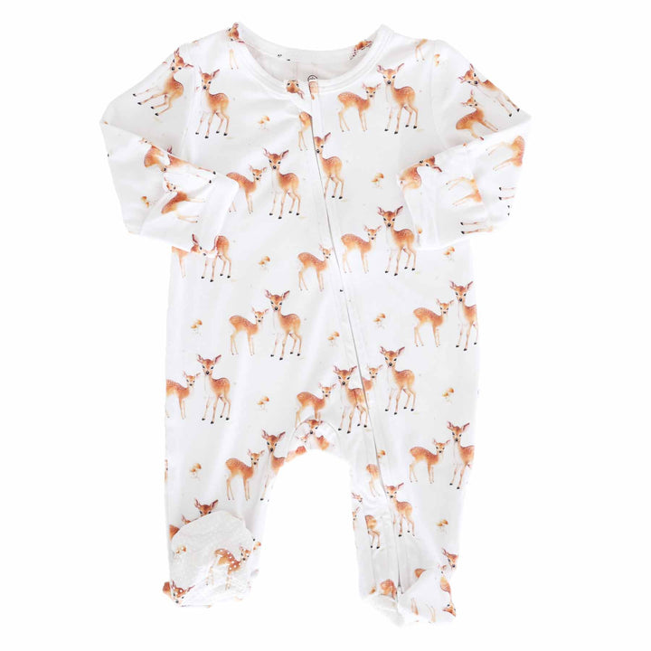 Friendly Fawns Bamboo Zipper Footie - Caden Lane