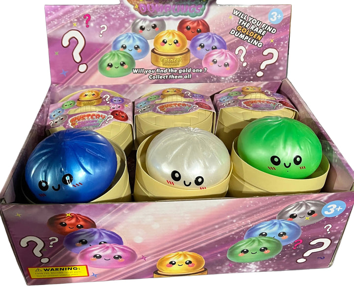 Box of colorful mystery dumpling toys 
