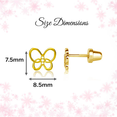 Girls 14K Gold Screw Back Butterfly Earrings - Cherished Moments