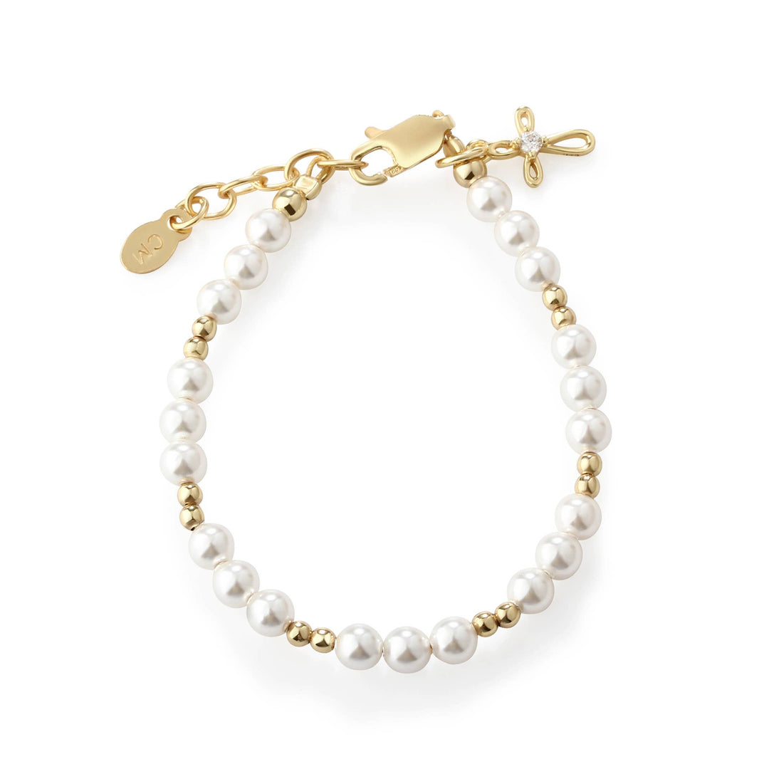 14K Gold-Plated Baby Cross Bracelet - Cherished Moments