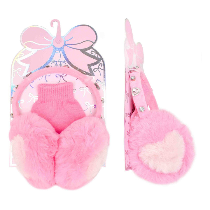 Pink Heart Earmuff & Glove Set - OMG Accessories