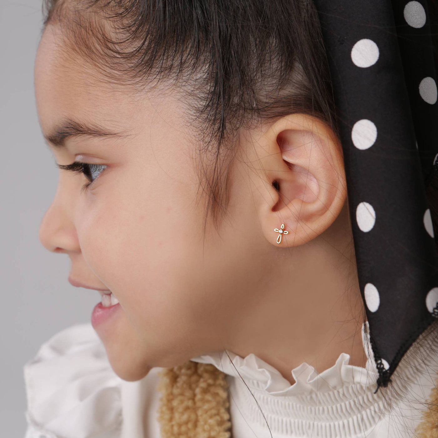14K Gold Cross Screw Back Earrings - Cherished Moments