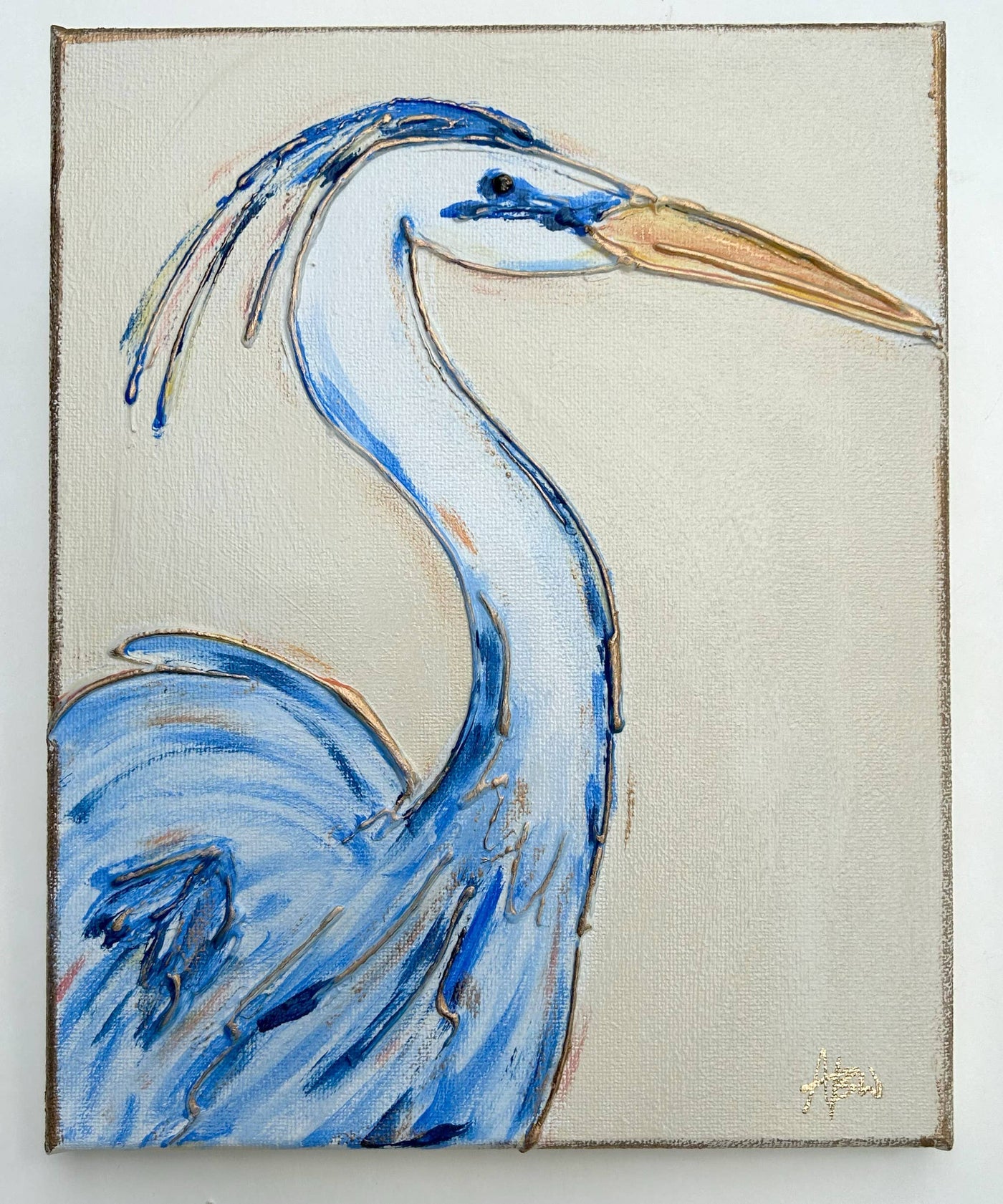 Blue Heron hand painted - Caddiwomple