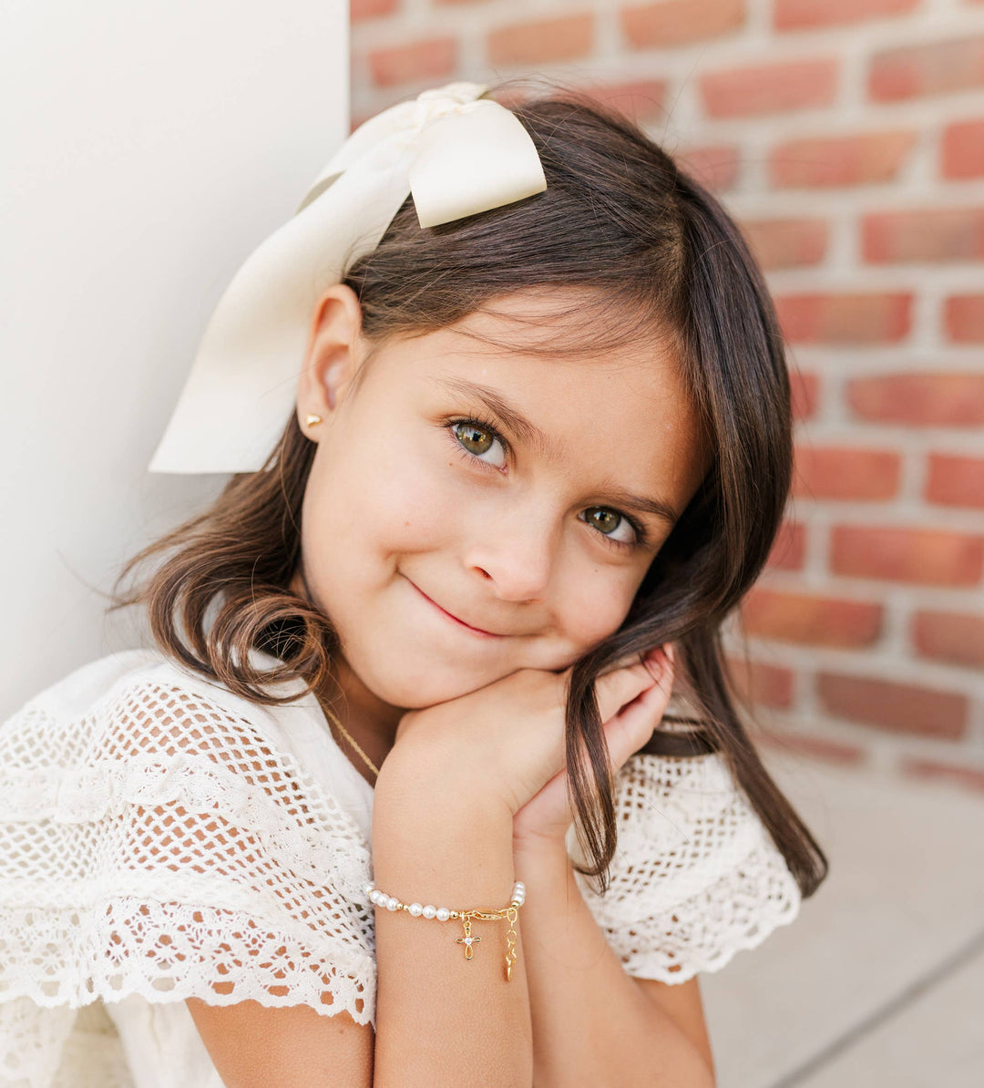 14K Gold-Plated Baby Cross Bracelet - Cherished Moments