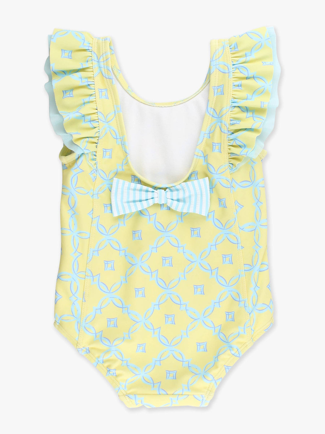 Girls Banana Coastal Charm Waterfall One Piece Swimsuit - RuffleButts