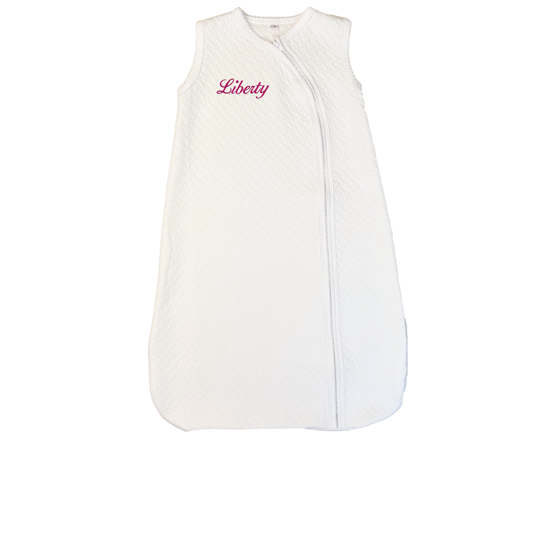 White Pima Cotton Sleep Sack w/ Zipper - Marcela