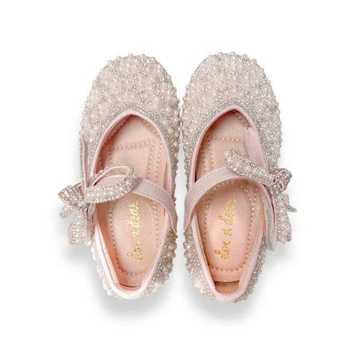 Bow Strap Jewel Pearl Pink Shoes - Doe a Dear