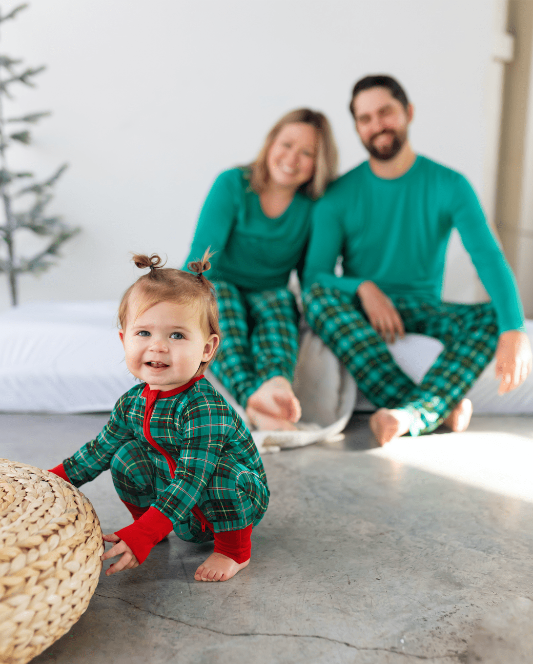 Bamboo Green Plaid Convertible Footie Christmas Pajama - Free Birdees