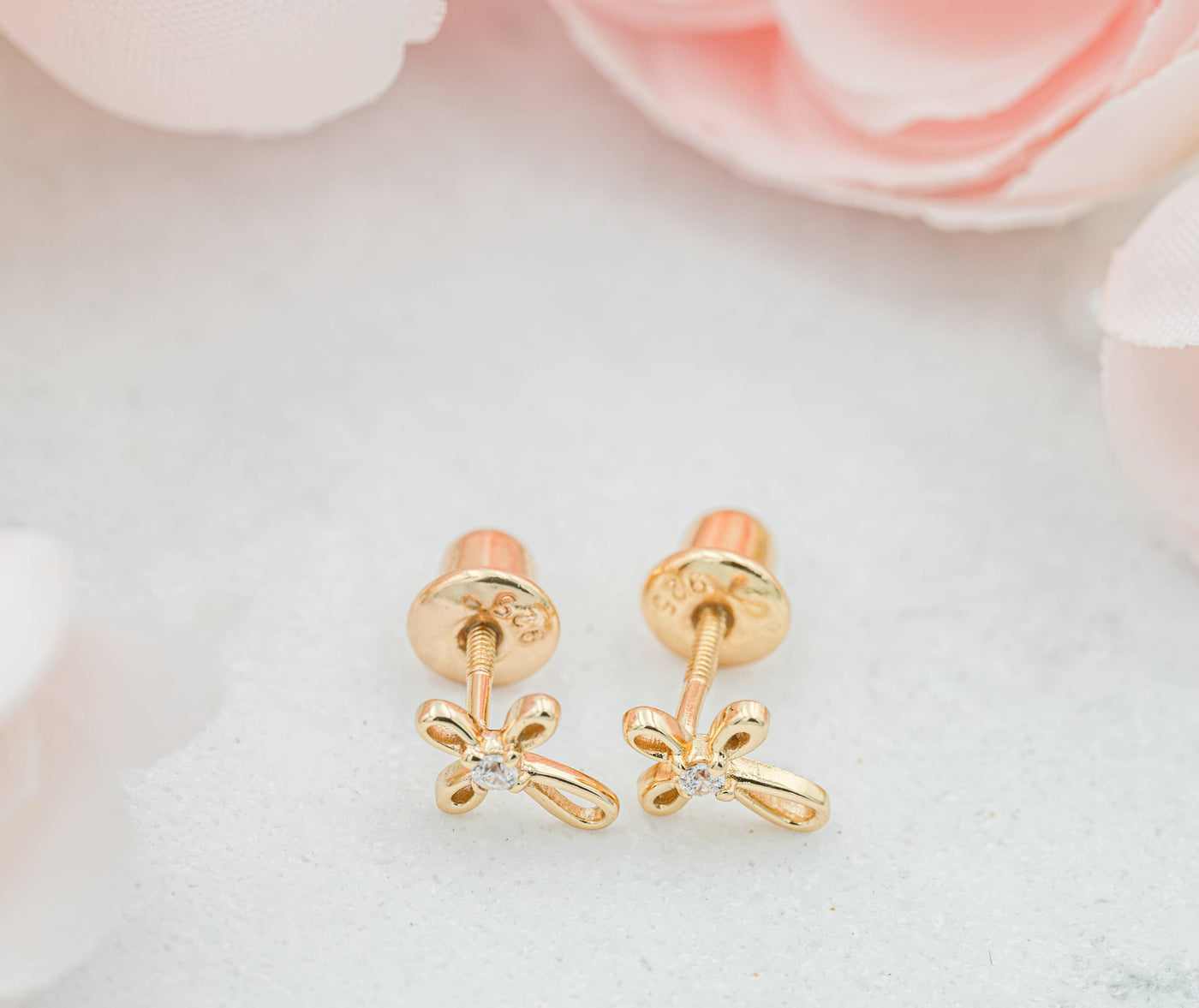 14K Gold Cross Screw Back Earrings - Cherished Moments