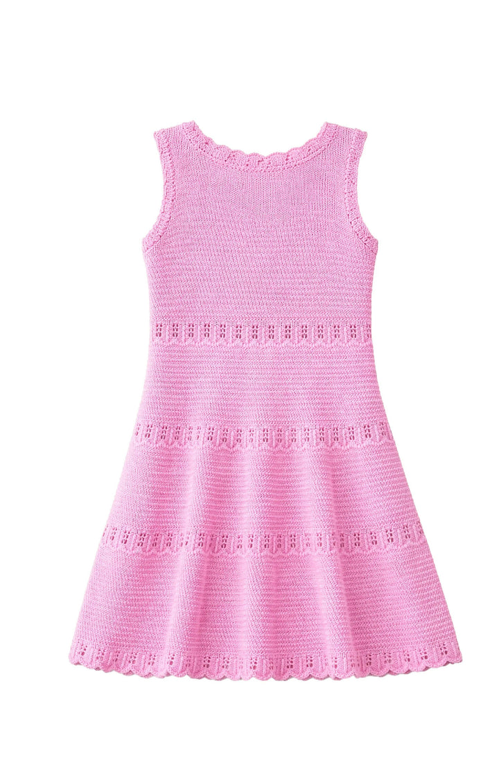 Pink Crochet Flare Swimsuit Coverup